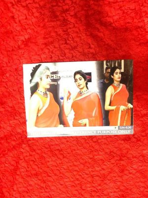 New Red Jhanvi Kapoor Celebrty Wear Saree