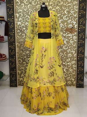 Buy online Sonakshi Sinha Yellow Digital Print Indo Western Celebrity Wear Dress