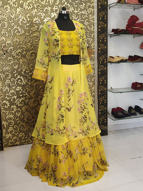 Buy Buy online Sonakshi Sinha Yellow Digital Print Indo Western Celebrity  Wear Lehenga Dress Online at Zakarto