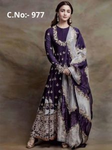 Letest Alia Bhatt Faux Georgette Anarkali Pattern Salwar Kameez