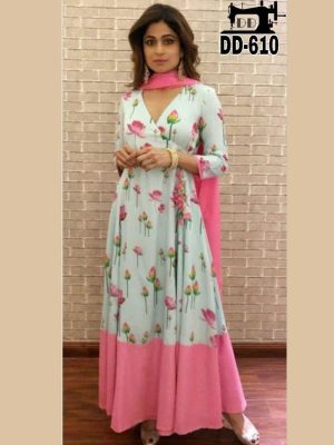 New Shamita Shetty Floral Printed Gown Cum Salwar Kameez