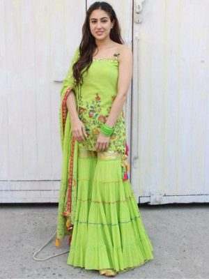Buy online Sara Ali Khan Partywear Plazzo Pattern Celebrity Wear Salwar Kameez