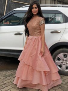 Letest Jannat Rehmani Peach Tafeta Silk Gown