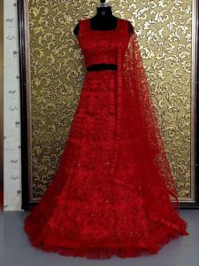 New Sara Ali Khan Red Embellished Celebrity Wear Lehenga Choli
