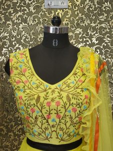 Buy Hiba Yellow Crop Top Net Fabric Lehenga Choli