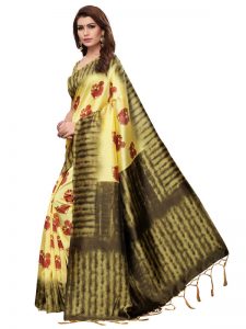 Nagma Lemon Printed Mysore Art Silk Kanjivaram Sarees With Blouse