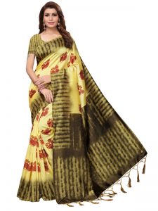 Nagma Lemon Printed Mysore Art Silk Kanjivaram Sarees With Blouse