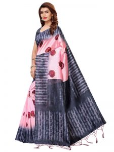 Nagma Mor Peach Printed Mysore Art Silk Kanjivaram Sarees With Blouse