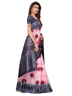 Nagma Mor Peach Printed Mysore Art Silk Kanjivaram Sarees With Blouse