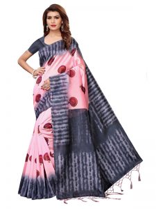 Nagma Mor Peach Printed Mysore Art Silk Kanjivaram Sarees With Blouse