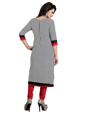 Anju Red Printed Dress Material French Crepe With Shiffon Dupatta