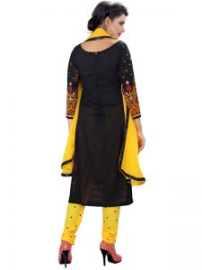 Himani Black Printed Dress Material French Crepe Shiffon With Dupatta