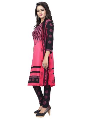 Pink Lady French Crepe Printed Dress Material French Crepe Shiffon With Dupatta