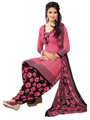French Crepe Printed Dress Material With Shiffon Dupatta Suit-1047