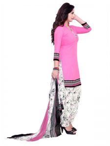 French Crepe Printed Dress Material With Shiffon Dupatta Suit-1056
