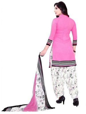 French Crepe Printed Dress Material With Shiffon Dupatta Suit-1056