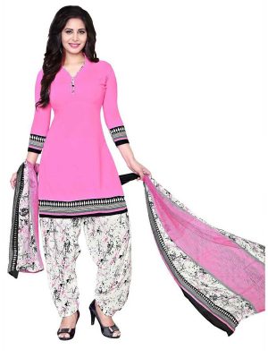 French Crepe Printed Dress Material With Shiffon Dupatta Suit-1056