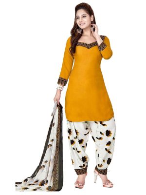 French Crepe Printed Dress Material With Shiffon Dupatta Suit-1066 E