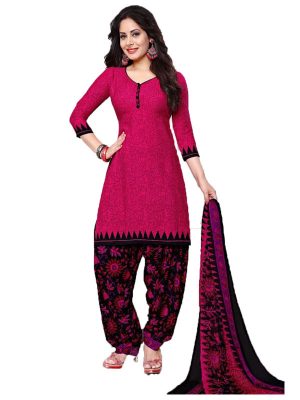 French Crepe Printed Dress Material With Shiffon Dupatta Suit-1067