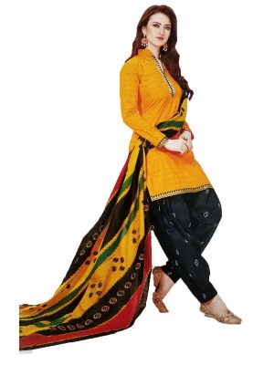 French Crepe Printed Dress Material With Shiffon Dupatta Suit-1084