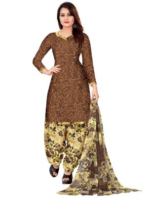 French Crepe Printed Dress Material With Shiffon Dupatta Suit-1127