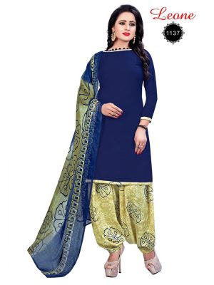 French Crepe Printed Dress Material With Shiffon Dupatta Suit-1137