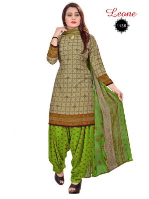 French Crepe Printed Dress Material With Shiffon Dupatta Suit-1139