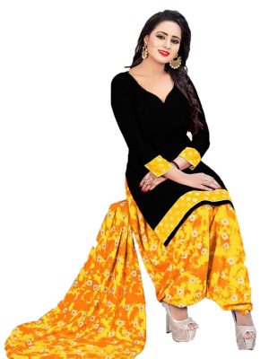 French Crepe Printed Dress Material With Shiffon Dupatta Suit-1143 D