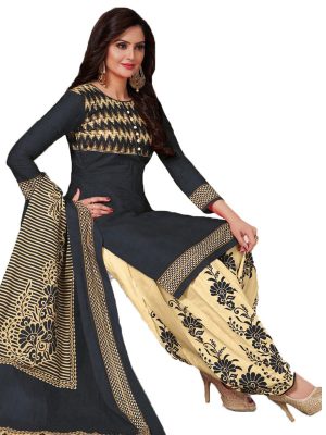 French Crepe Printed Dress Material With Shiffon Dupatta Suit-1146 C