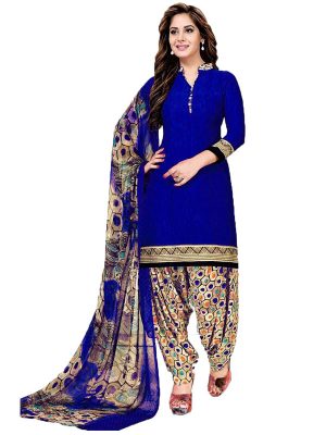French Crepe Printed Dress Material With Shiffon Dupatta Suit-1155