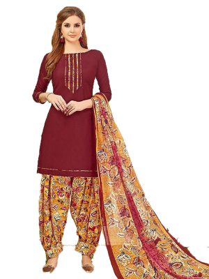 French Crepe Printed Dress Material With Shiffon Dupatta Suit-1156