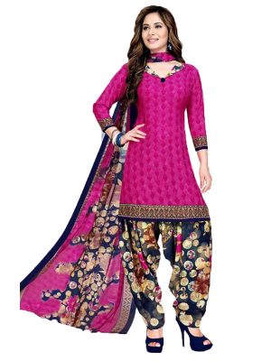 French Crepe Printed Dress Material With Shiffon Dupatta Suit-1157