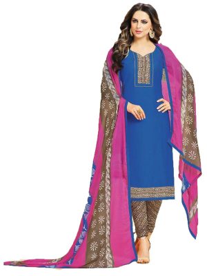 French Crepe Printed Dress Material With Shiffon Dupatta Suit-1158