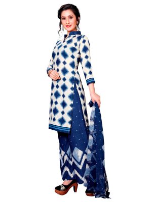 French Crepe Printed Dress Material With Shiffon Dupatta Suit-1159