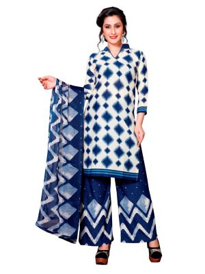 French Crepe Printed Dress Material With Shiffon Dupatta Suit-1159