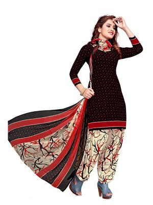 French Crepe Printed Dress Material With Shiffon Dupatta Suit-1170