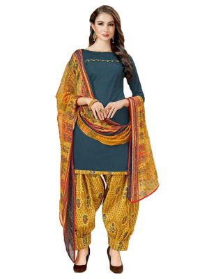 French Crepe Printed Dress Material With Shiffon Dupatta Suit-1182