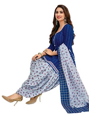 French Crepe Printed Dress Material With Shiffon Dupatta Suit-1189