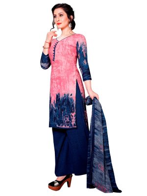 French Crepe Printed Dress Material With Shiffon Dupatta Suit-1192