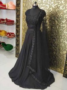 Letest Shraddha Kapoor in Black Colored Georgette Lehenga