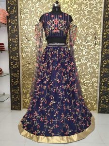 Buy Anupama Parameswaran in Blue Colored Beautiful Heavy Embroidered Net Lehenga Choli