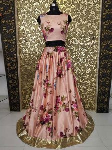 Buy New Peach Colored Satin Lehenga