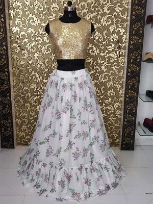 Beautiful Buy online Off White Colored Georgette Lehenga