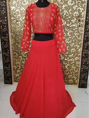 New Arrivals Anupama Parameswaran Red Colored Georgette Lehenga