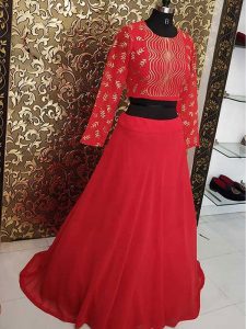 New Arrivals Anupama Parameswaran Red Colored Georgette Lehenga