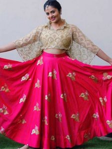 Letest Srimukhi Pink Colored Tafeta Lehenga