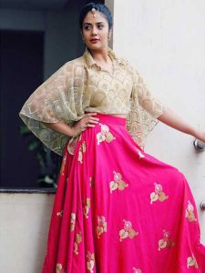 Letest Srimukhi Pink Colored Tafeta Lehenga