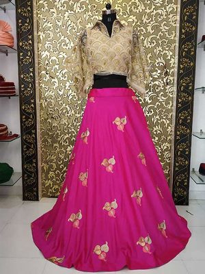 Letest Srimukhi Pink Colored Tafeta Lehenga