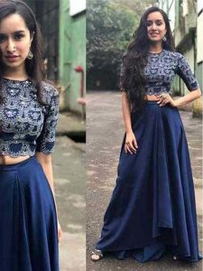 New Shraddha Kapoor In Blue Colored Tapeta Silk Lehenga