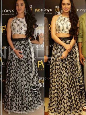 Buy New Shraddha Kapoor In Black Colored Beautiful Printed 60gm Georgette Lehenga Choli